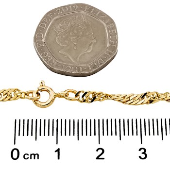 9ct gold 2.8g 9 inch Singapore Bracelet